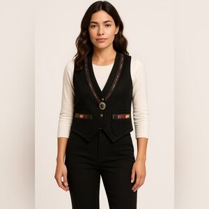 Coloratura Wool Blend Western Vest w/ Concho Button